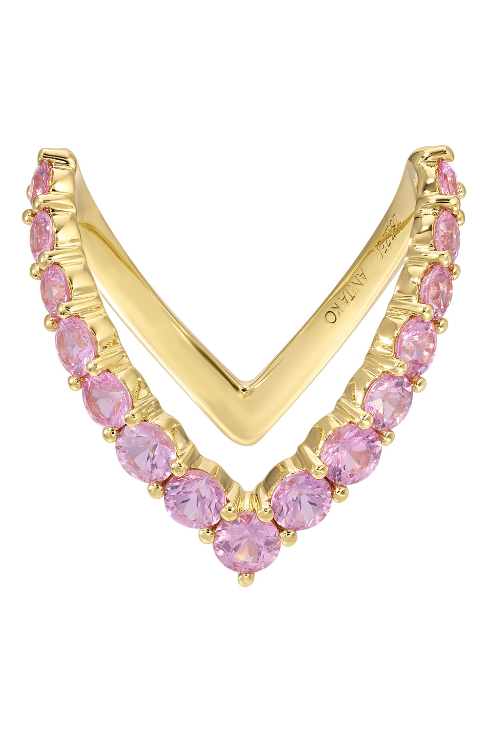 Pink Sapphire V Ring