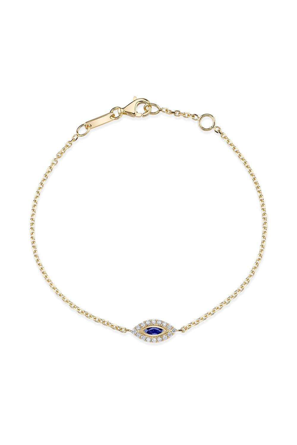 Small Blue Sapphire Evil Eye Bracelet-YELLOW GOLD-JEWELRYFINE JEWELBRACELET O-ANITA KO