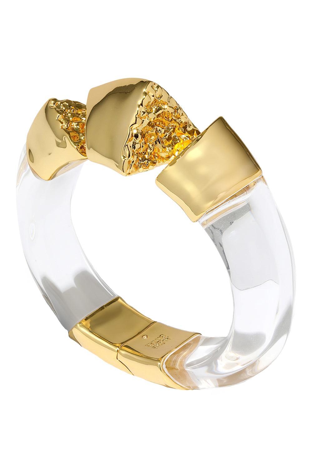 Clear Lucite Brutalist Hinge Bracelet-YLW CLR-JEWELRYBOUTIQUEBRACELET O-ALEXIS BITTAR