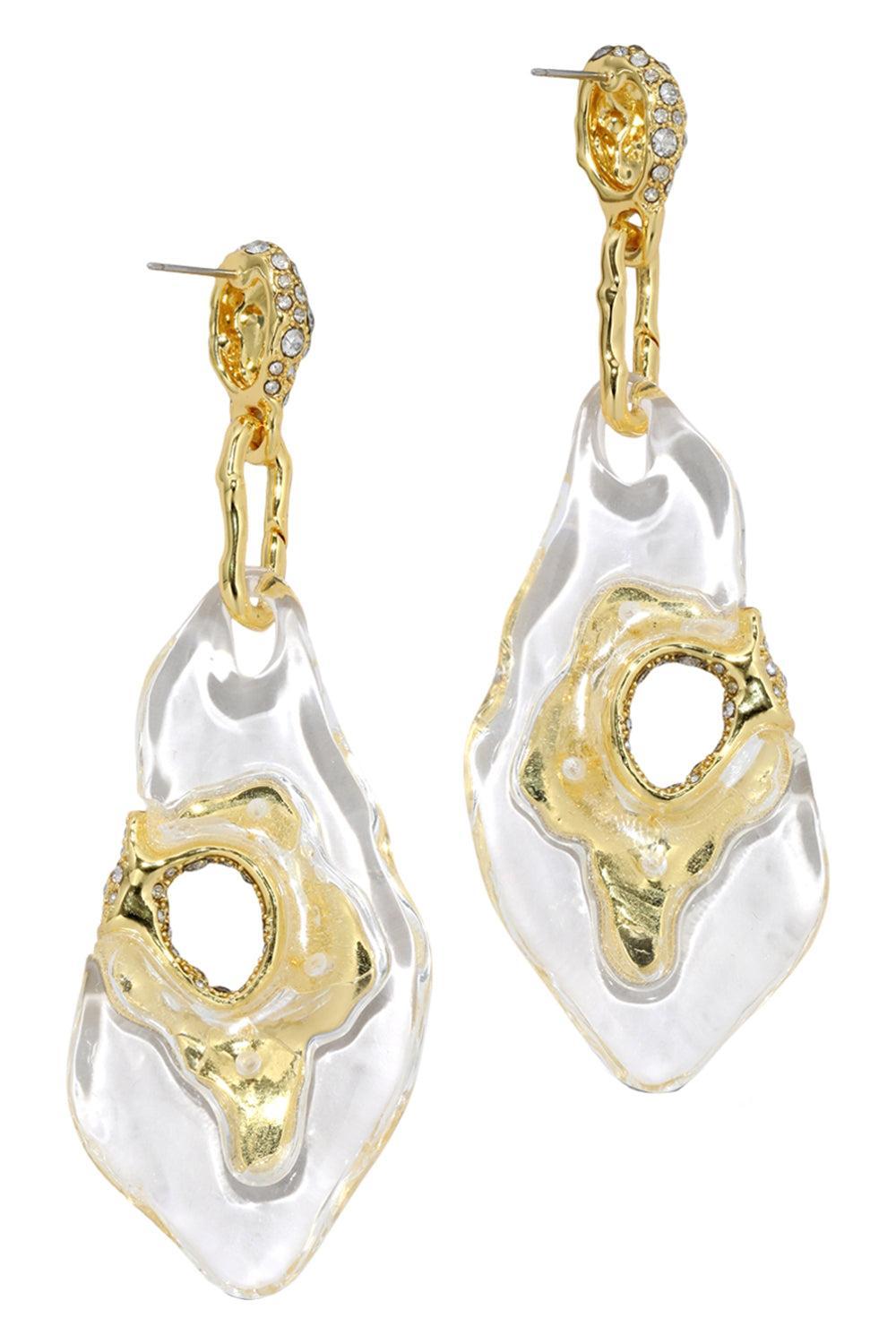 Crystal Pave Liquid Lucite Geode Drop Earrings-YLW CLR-JEWELRYBOUTIQUEEARRING-ALEXIS BITTAR