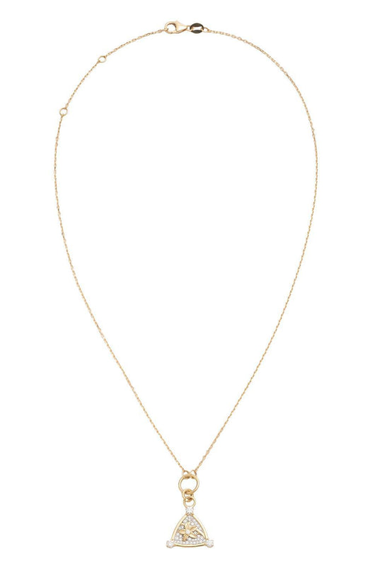 Resilience - Diamond Pavé Blossom Belcher Necklace-YELLOW GOLD-JEWELRYFINE JEWELNECKLACE O-FOUNDRAE