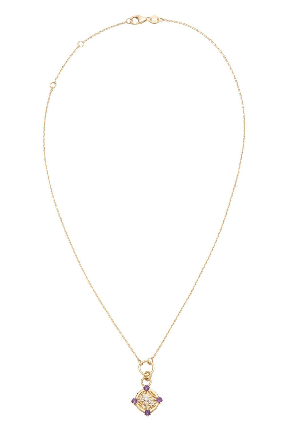 Resilience - Amethyst Blossoms Belcher Necklace-YELLOW GOLD-JEWELRYFINE JEWELNECKLACE O-FOUNDRAE