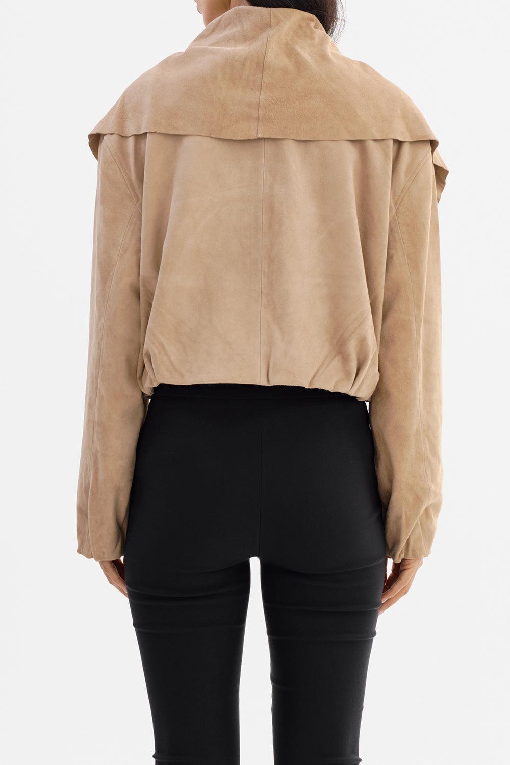 Anita Suede Jacket-SAND-XS-CLOTHINGJACKETLEATHER-LAMARQUE