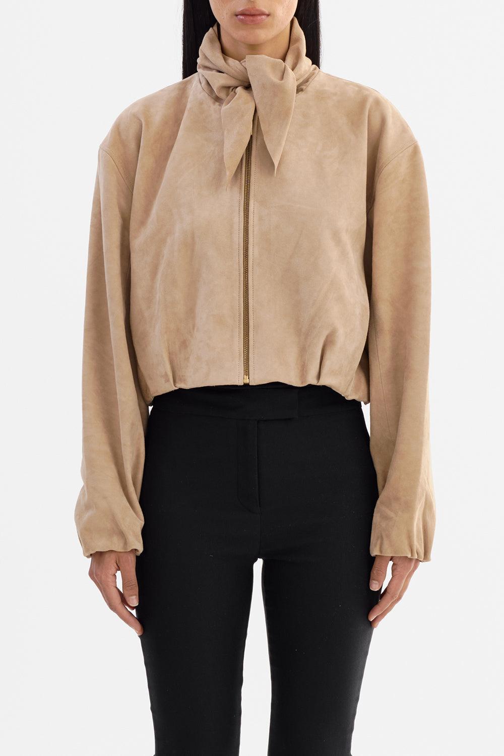 Anita Suede Jacket-SAND-XS-CLOTHINGJACKETLEATHER-LAMARQUE