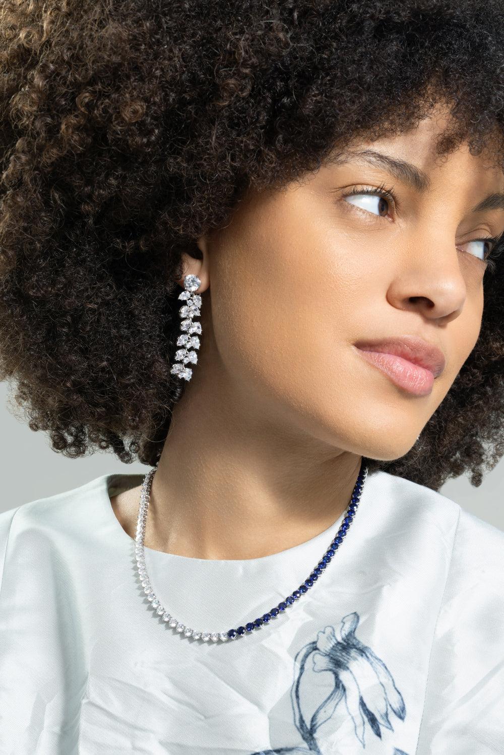 Six Double Pear Drop Earrings-WHITE-JEWELRYBOUTIQUEEARRING-FANTASIA by DESERIO