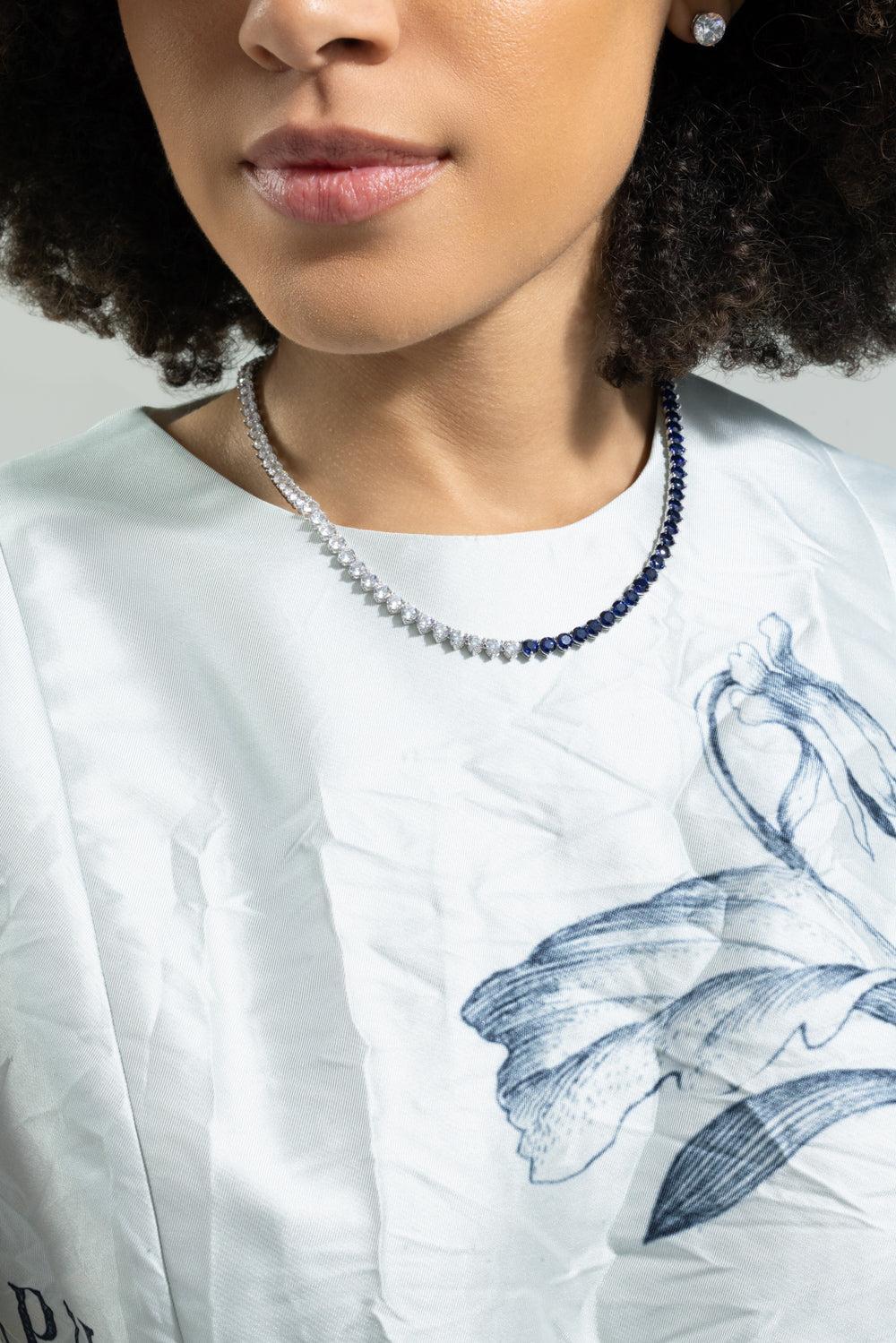 White Blue Tennis Necklace-WHITE-JEWELRYBOUTIQUENECKLACE O-FANTASIA by DESERIO