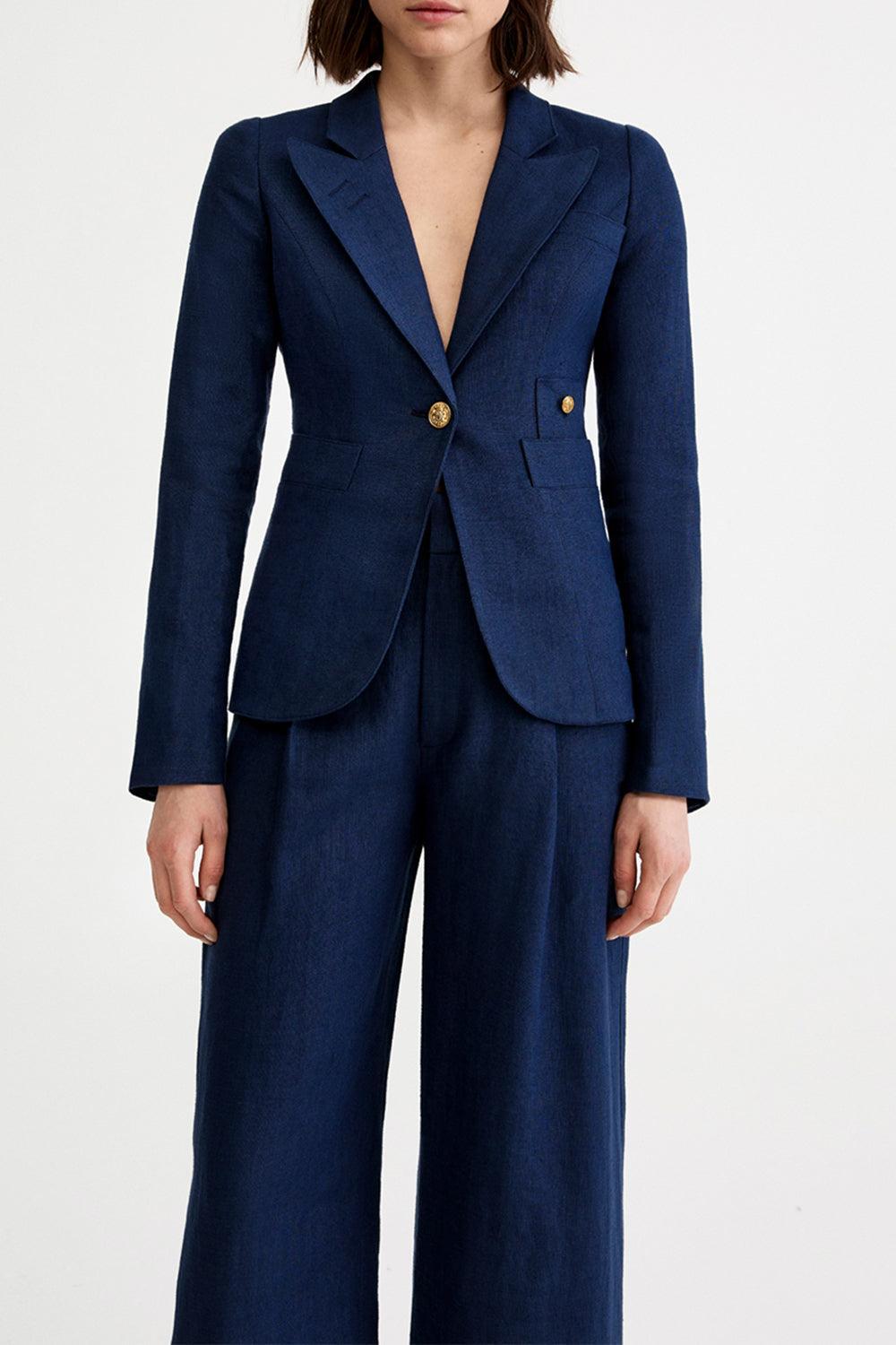 Classic Duchess Blazer - Navy-NVYLINEN-2-CLOTHINGJACKETBLAZERS-SMYTHE