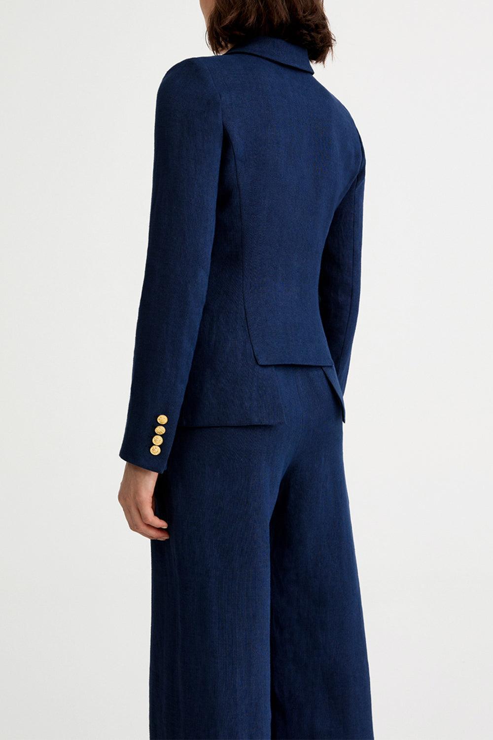 Classic Duchess Blazer - Navy-NVYLINEN-2-CLOTHINGJACKETBLAZERS-SMYTHE