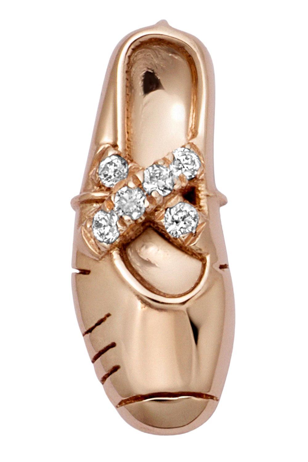 Diamond Ballet Shoe Charm-ROSE GOLD-JEWELRYFINE JEWELPENDANT-LOQUET
