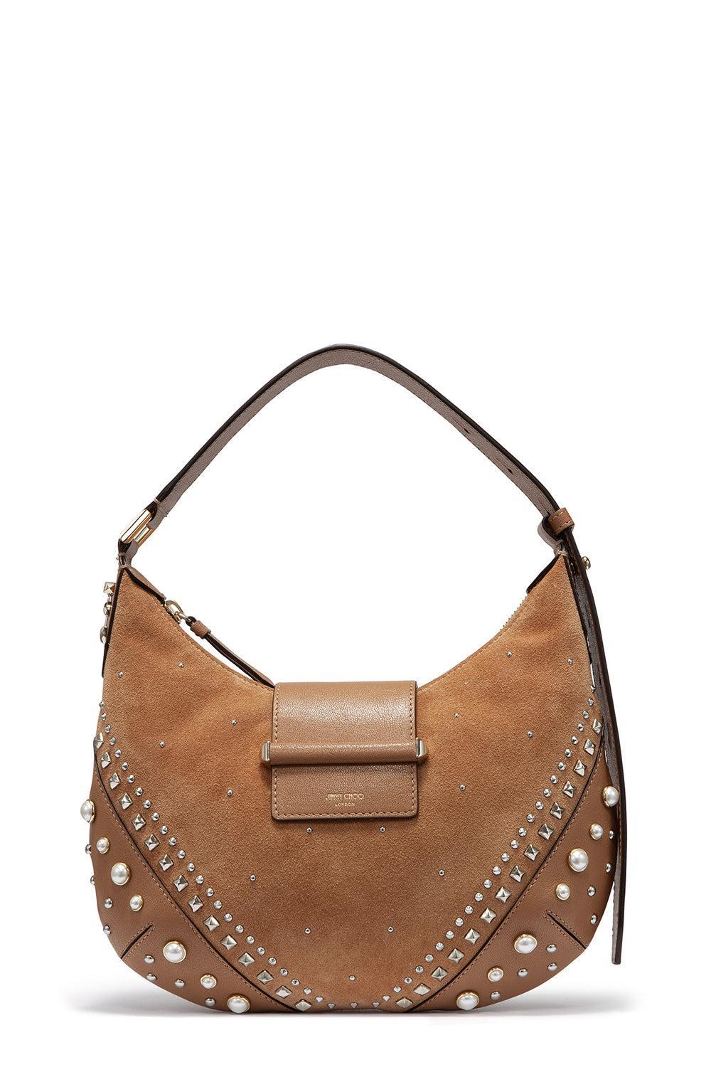 Bar Hobo Shoulder Bag-BROWN-HANDBAGTOP HANDLE-JIMMY CHOO