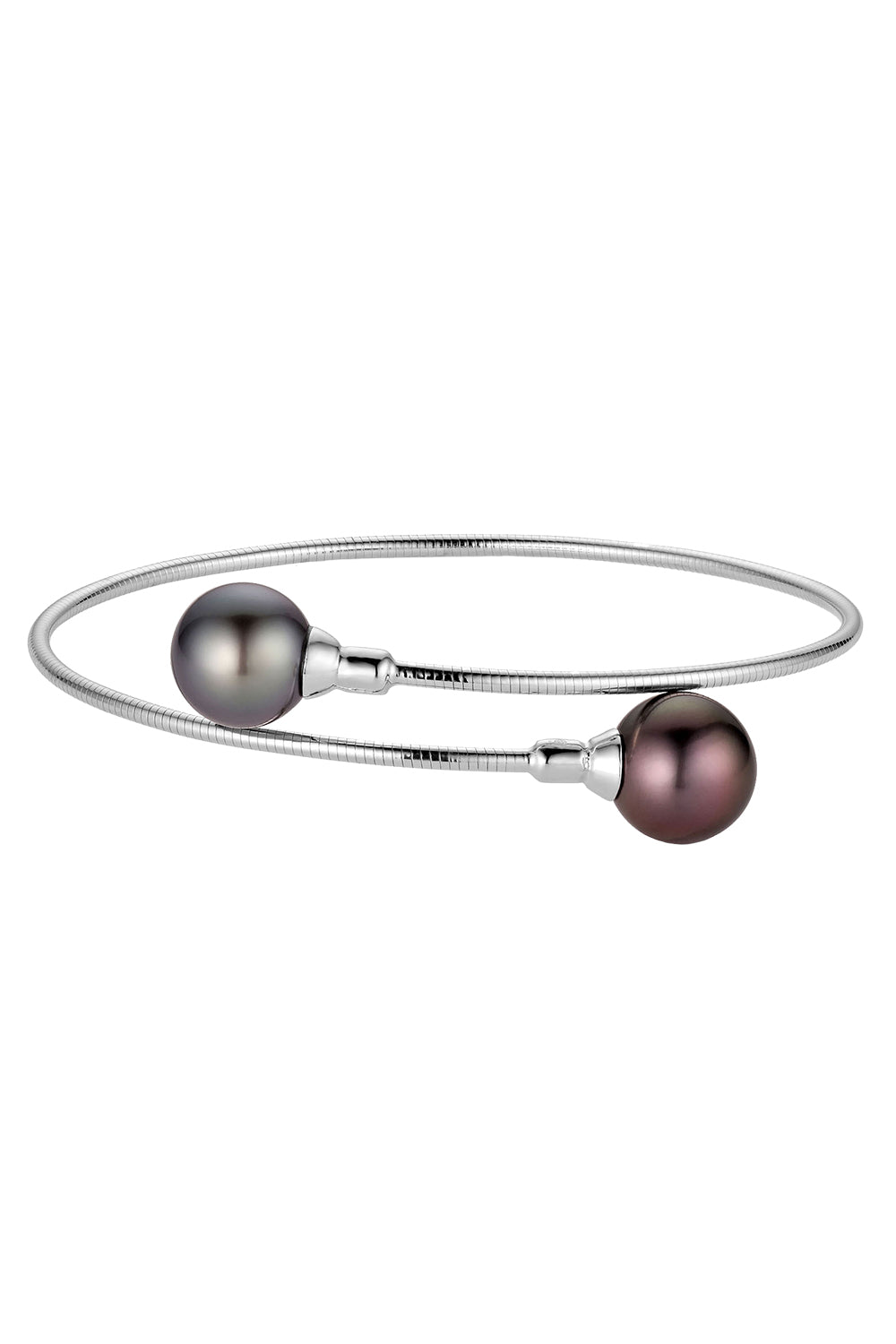 Black Tahitian Pearl Wire Bangle Bracelet