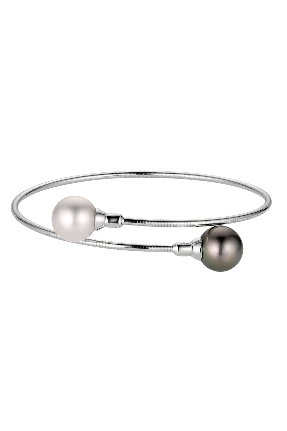 Tahitian South Sea Pearls Black Wire Bangle Bracelet