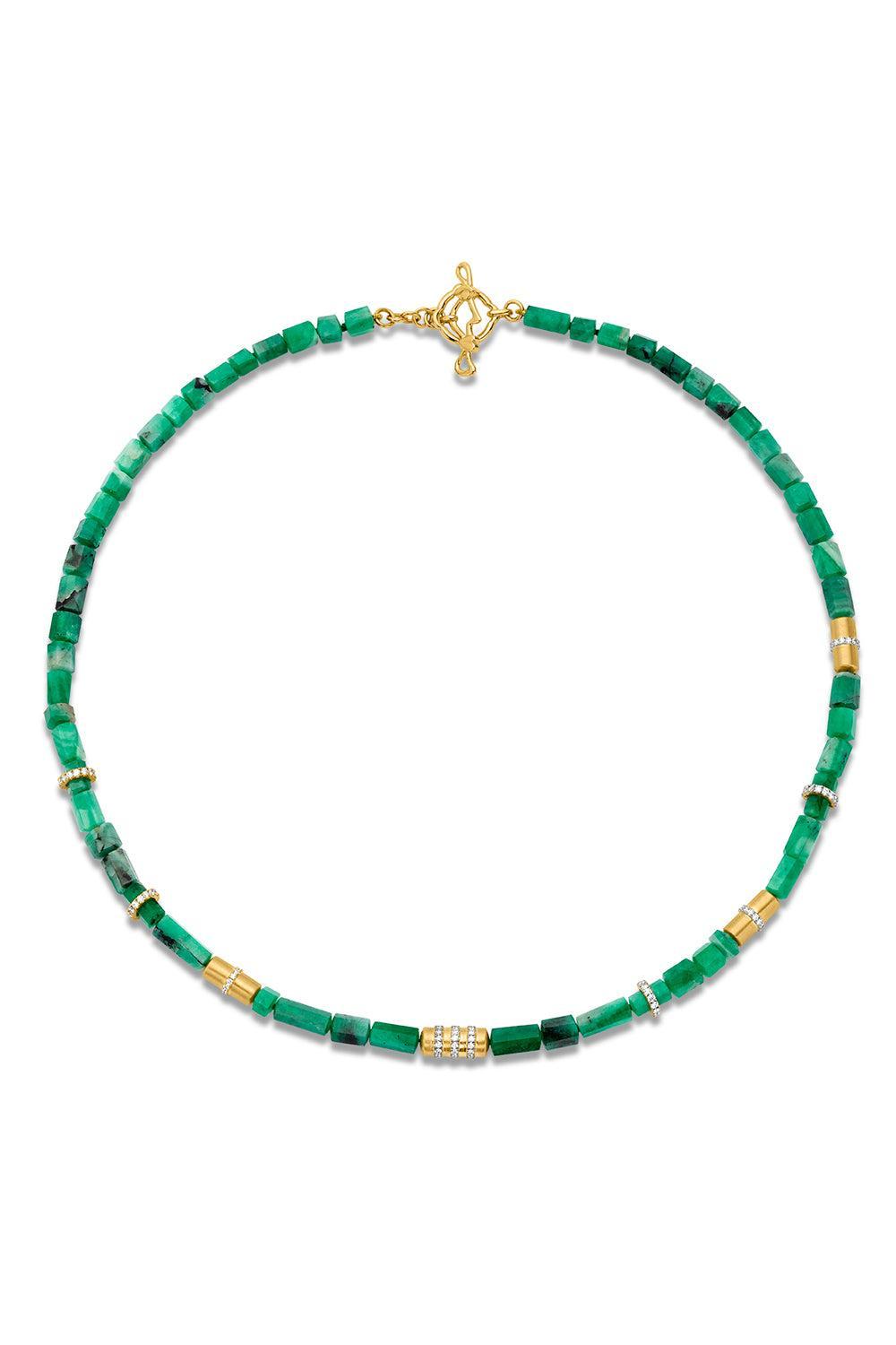 Emerald Small Beaded Necklace-YELLOW GOLD-18-JEWELRYFINE JEWELNECKLACE O-EDINA KISS