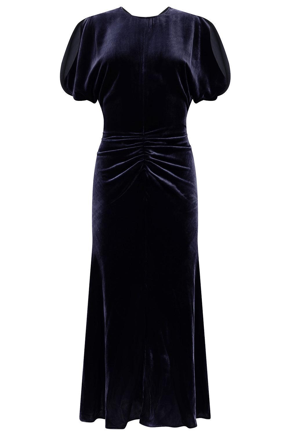 Bela Midi Dress-BLUE-2-CLOTHINGDRESSCASUAL-VICTORIA BECKHAM