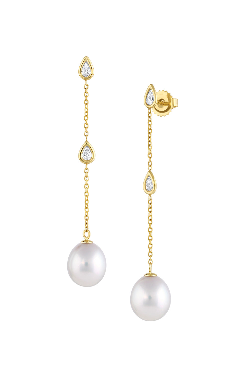 Diamond White Pearl Dangle Earrings
