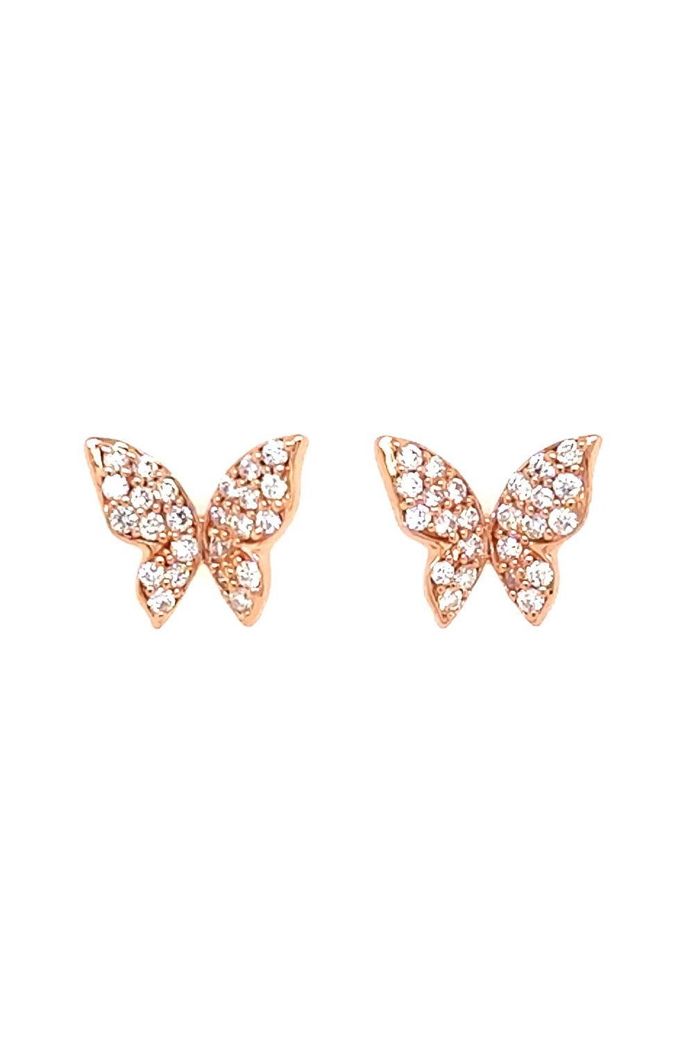 Diamond Butterfly Stud Earrings-ROSE GOLD-JEWELRYFINE JEWELEARRING-LISA NIK