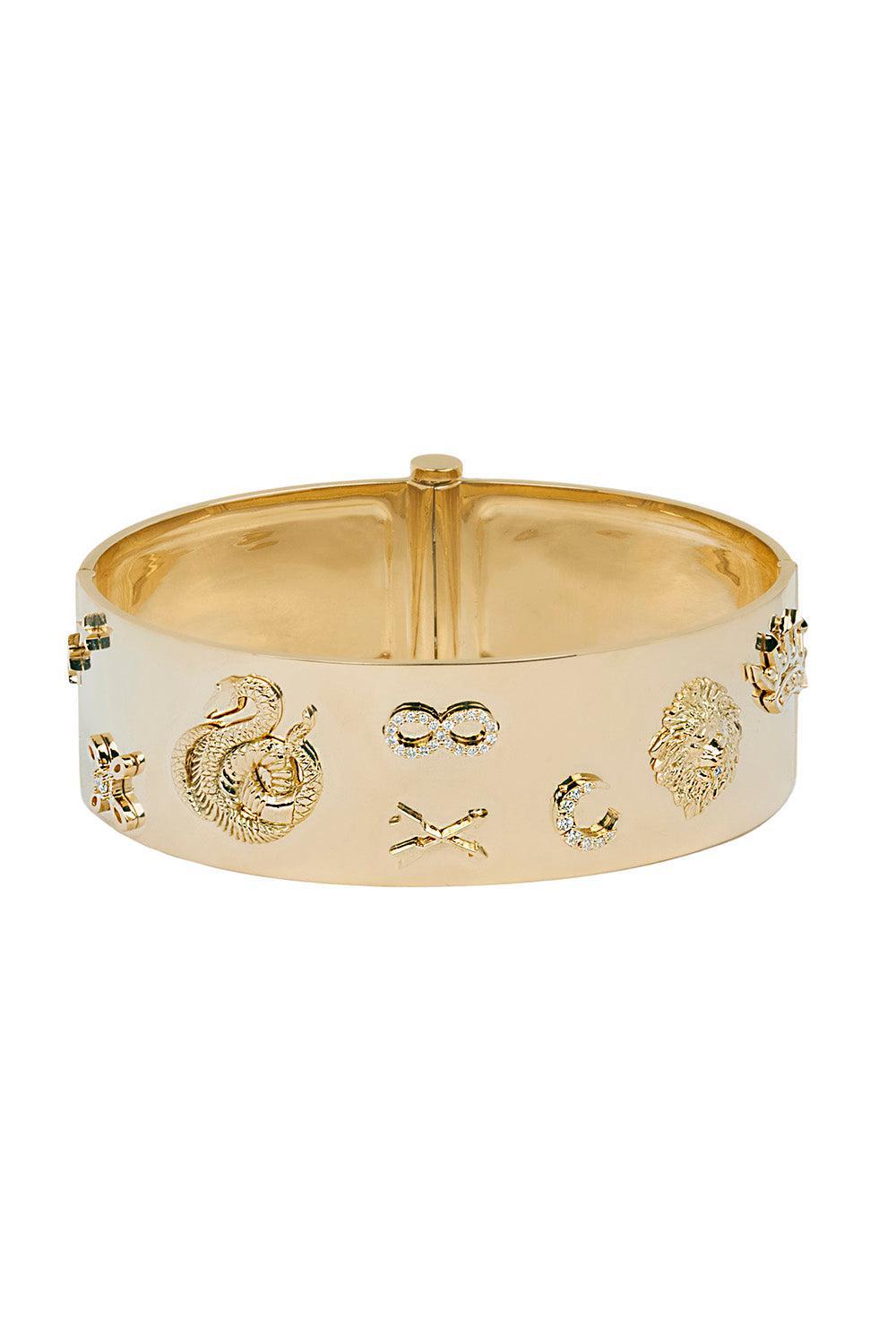 Symbols Wide Triptych Bangle Bracelet