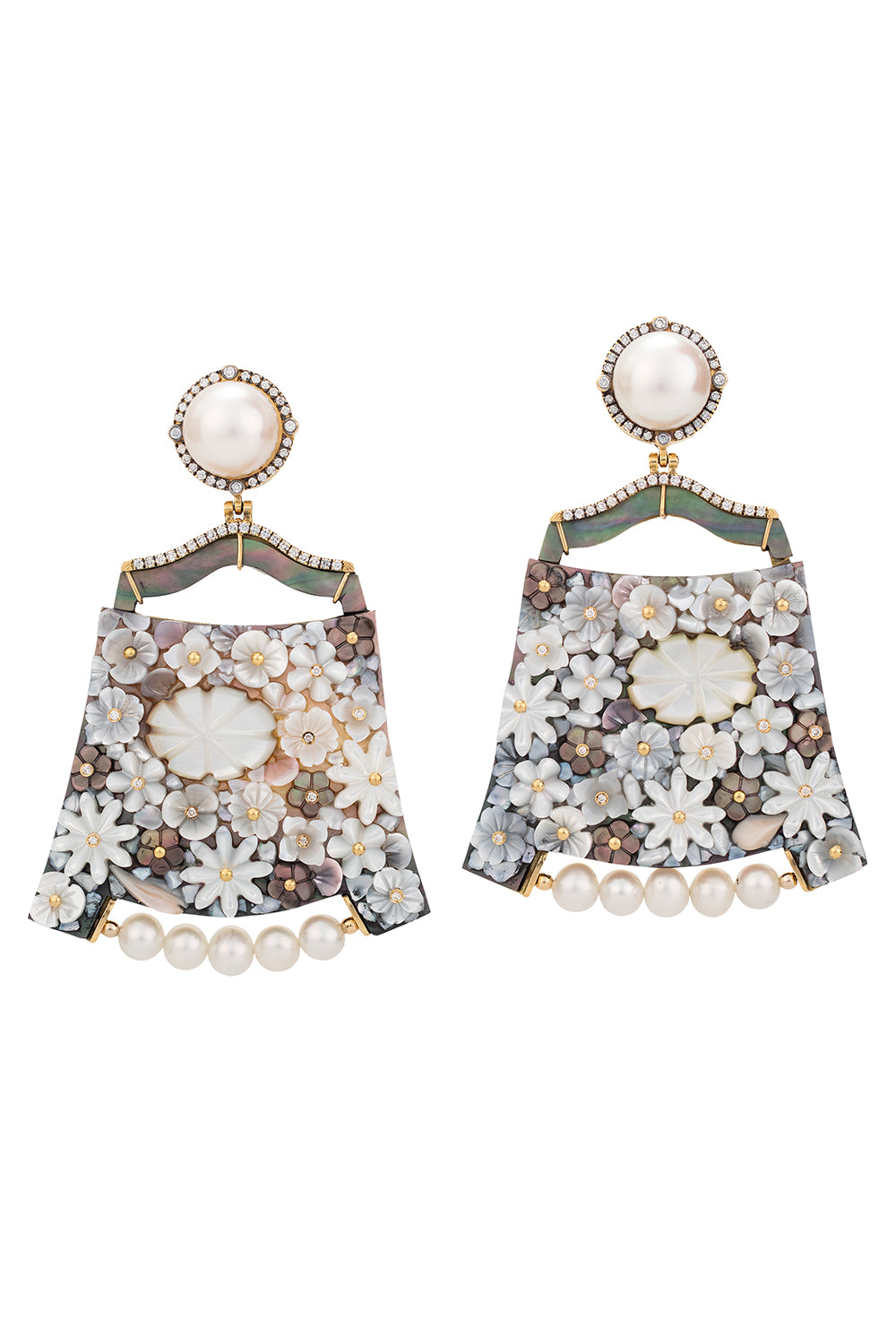 Diamond Shibayama Drop Earrings