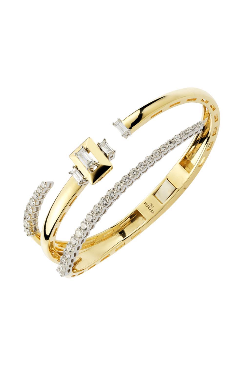 Diamond Round Baguette Golden Strada Bracelet-YELLOW GOLD-JEWELRYFINE JEWELBRACELET O-YEPREM JEWELLERY