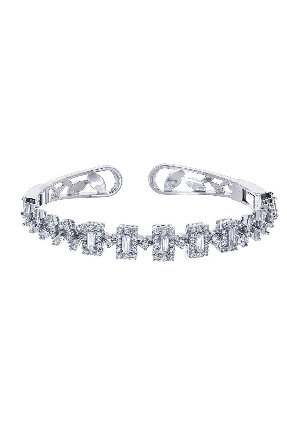Diamond Baguette Y-Couture Tapper Bracelet-WHITE GOLD-JEWELRYFINE JEWELBRACELET O-YEPREM JEWELLERY