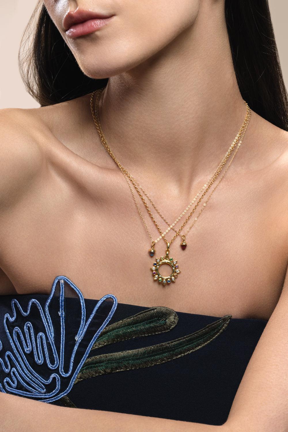 Rose Tourmaline myMikado Necklace-YELLOW GOLD-JEWELRYFINE JEWELNECKLACE O-TAMARA COMOLLI