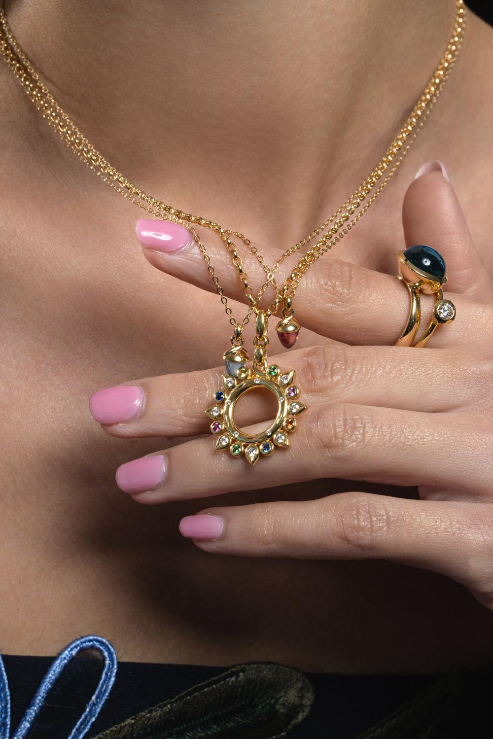 Candy Small Gypsy Sun Pendant-YELLOW GOLD-JEWELRYFINE JEWELPENDANT-TAMARA COMOLLI