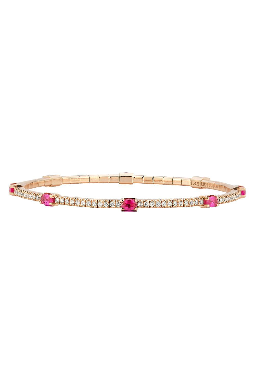 Diamond Ruby Extensible Stretch Bracelet-ROSE GOLD-JEWELRYFINE JEWELBRACELET O-ROBERTO DEMEGLIO