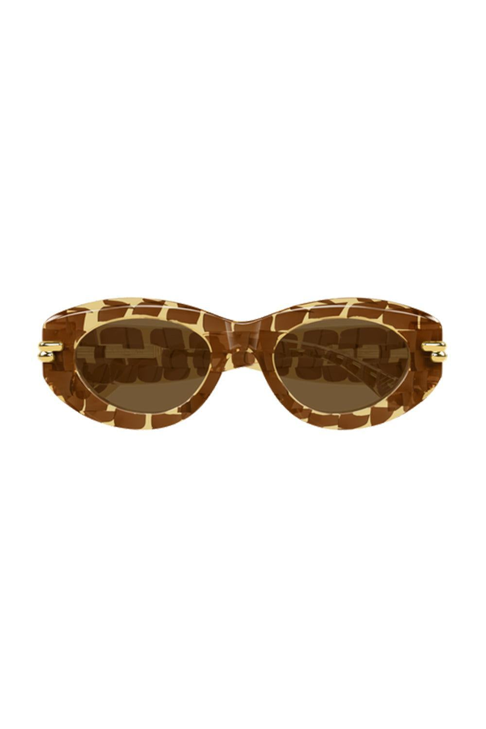 Bold Ribbon Oval Sunglasses-BROWN-ACCESSORIESUNGLASSES-BOTTEGA VENETA