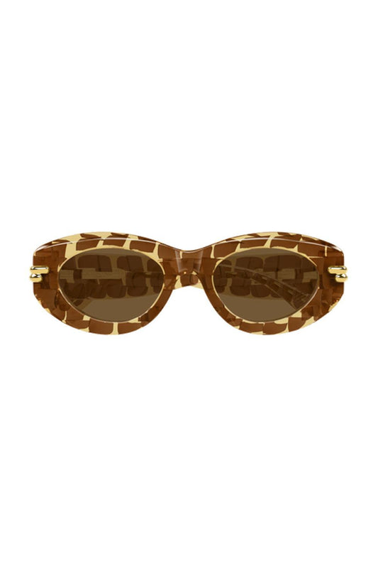 Bold Ribbon Oval Sunglasses-BROWN-ACCESSORIESUNGLASSES-BOTTEGA VENETA