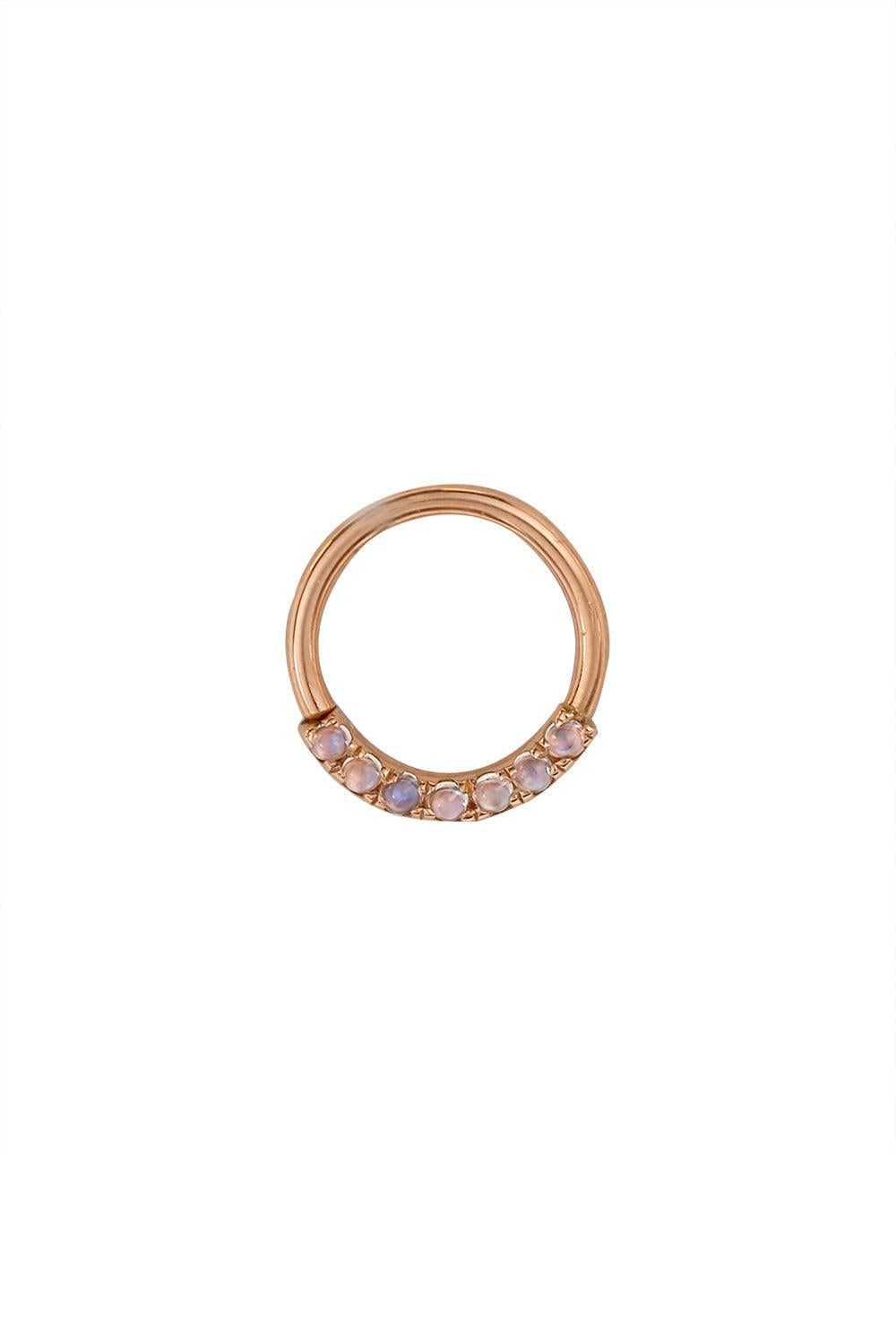 Rainbow Moonstone Blaze 7 Fixed Ear Ring-ROSE GOLD-16-JEWELRYFINE JEWELPIERCING-BVLA