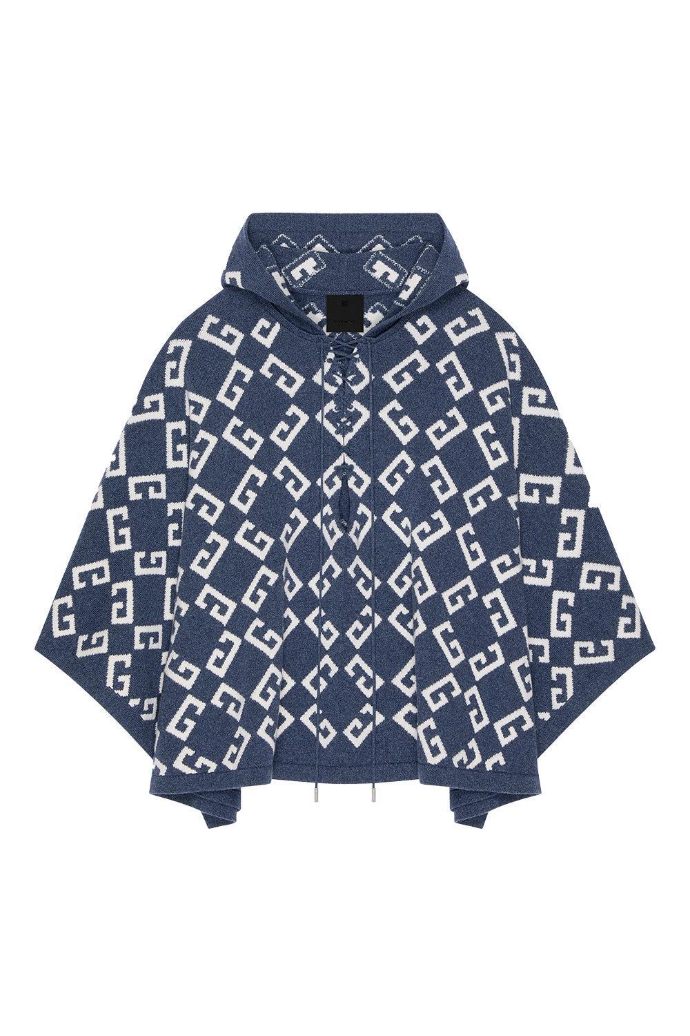 Hooded Poncho-DENIMBLU-XS-CLOTHINGTOPPONCHO-GIVENCHY
