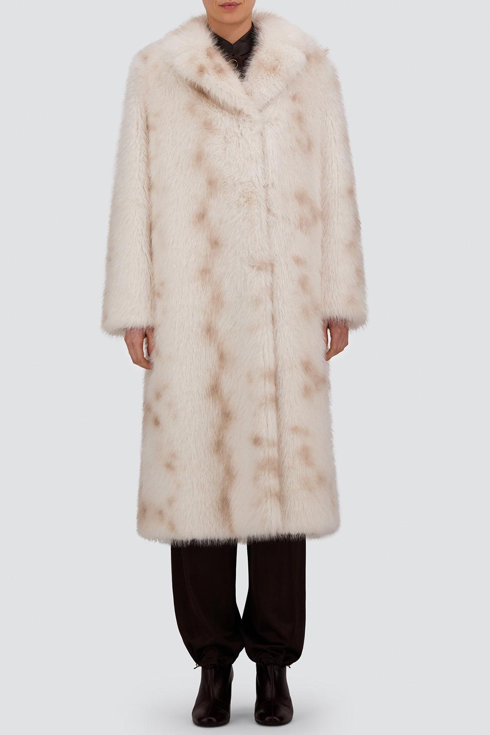 Faux Lynx Fur Long Coat-WHITE-38-CLOTHINGCOATLONG-HERNO