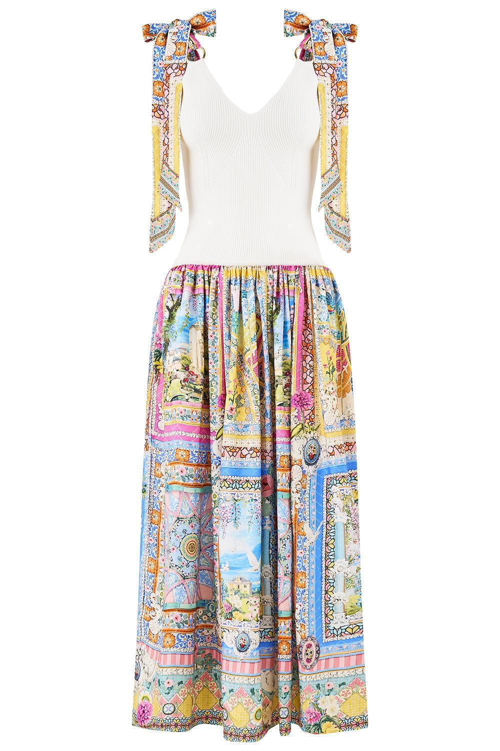 Bodice Splice Midi Dress-MULTI-P/S-CLOTHINGDRESSCASUAL-CAMILLA