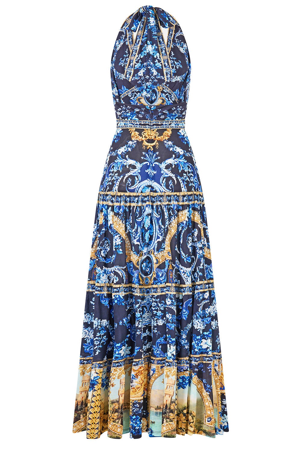  Tiered Halter Neck Jersey Maxi Dress-NOVELTY-XS-CLOTHINGDRESSCASUAL-CAMILLA 