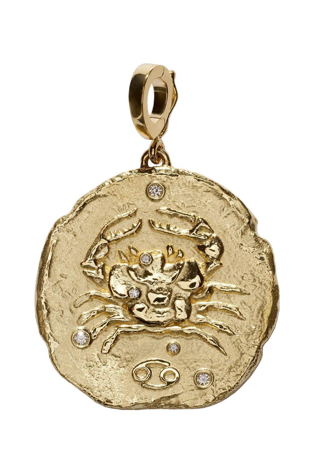 Of The Stars Large Cancer Coin Pendant-YELLOW GOLD-JEWELRYFINE JEWELPENDANT-AZLEE