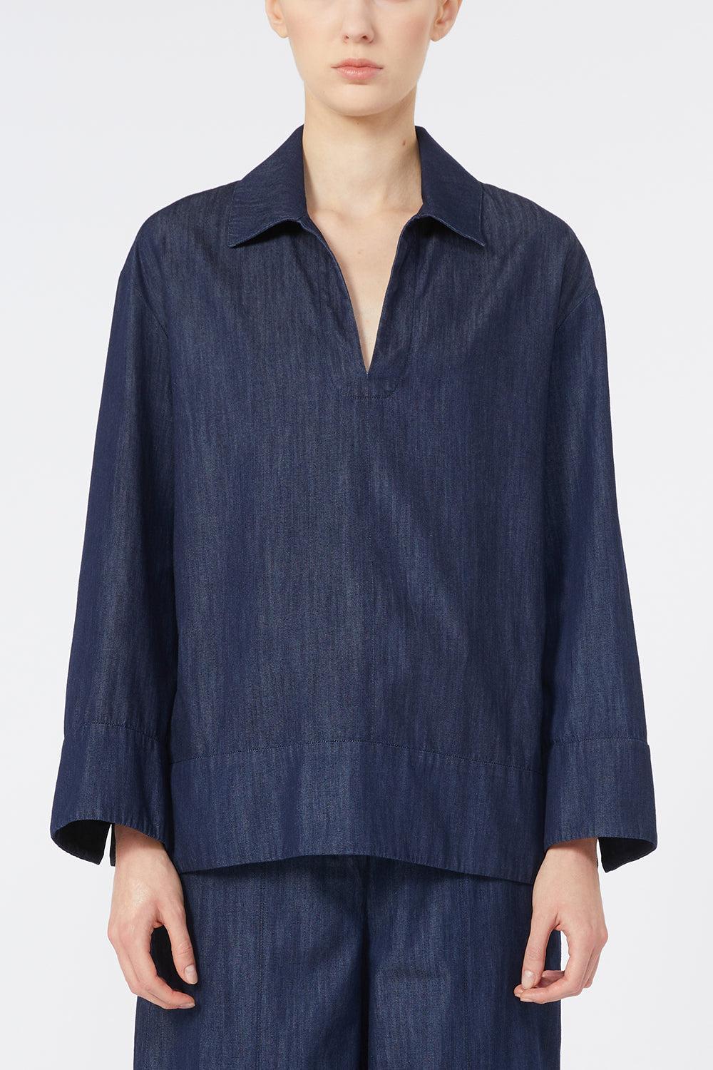 Caterina Shirt-MDNTBLUE-4-CLOTHINGTOPBLOUSE-MAX MARA