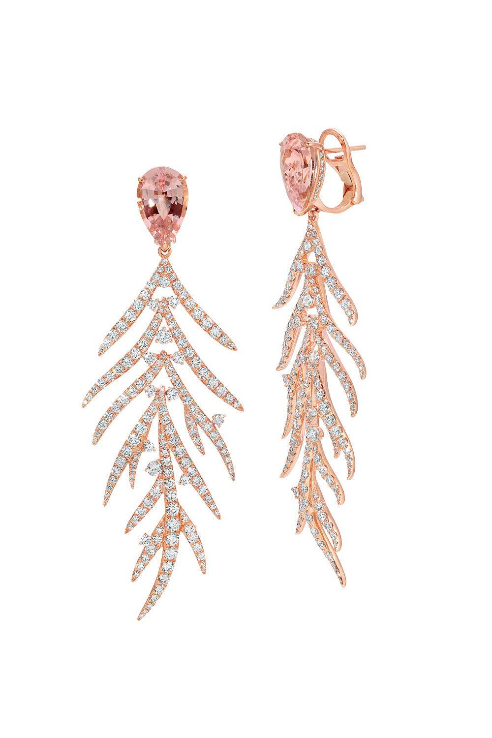 Morganite Folha Earrings-ROSE GOLD-JEWELRYFINE JEWELEARRING-GRAZIELA