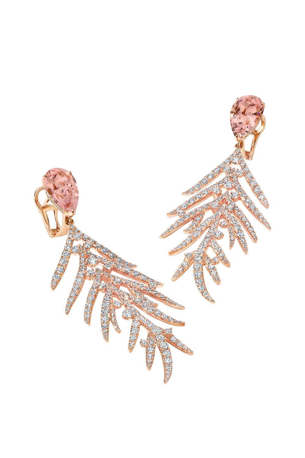 Morganite Folha Earrings-ROSE GOLD-JEWELRYFINE JEWELEARRING-GRAZIELA