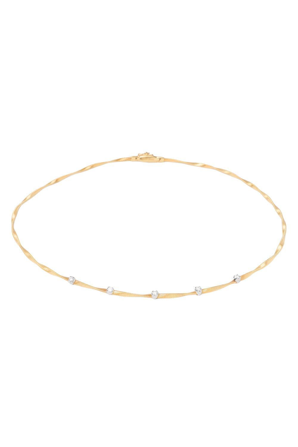 Diamond Marrakech Twisted Coil Station Necklace-YELLOW GOLD-16-JEWELRYFINE JEWELNECKLACE O-MARCO BICEGO