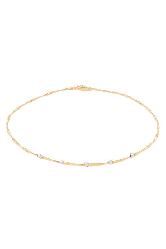 Diamond Marrakech Twisted Coil Station Necklace-YELLOW GOLD-16-JEWELRYFINE JEWELNECKLACE O-MARCO BICEGO