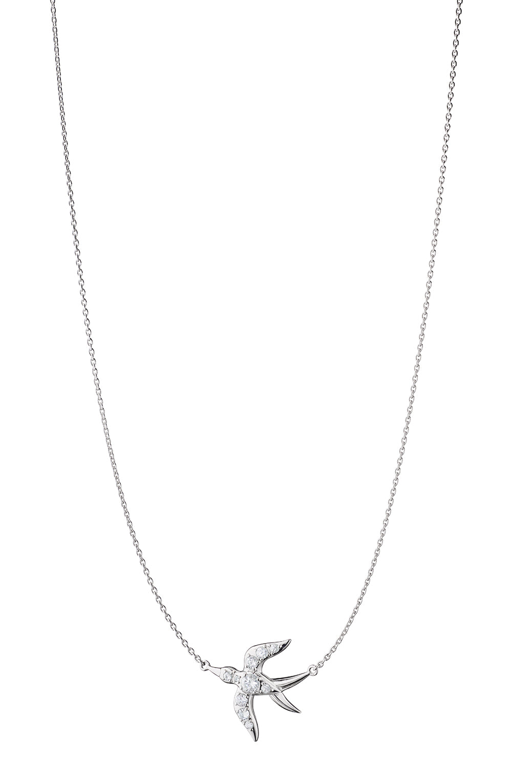 White Sapphire Freedom Swallow Necklace-SILVER-18-JEWELRYFINE JEWELNECKLACE O-MONICA RICH KOSANN