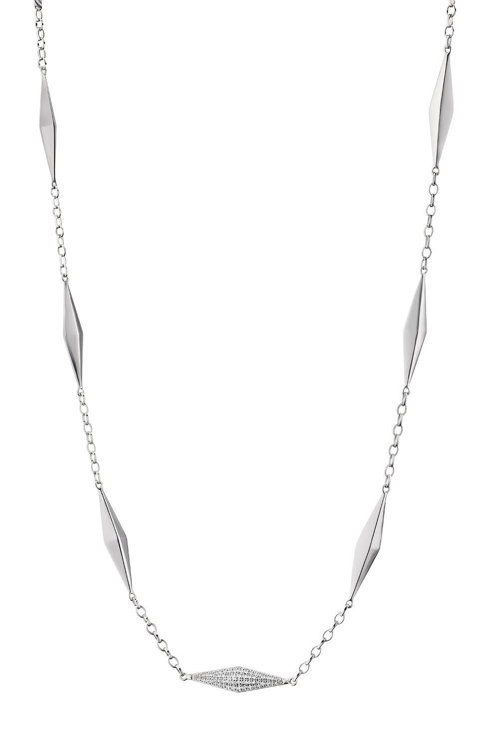 White Sapphire Points North Necklace-SILVER-18-JEWELRYFINE JEWELNECKLACE O-MONICA RICH KOSANN