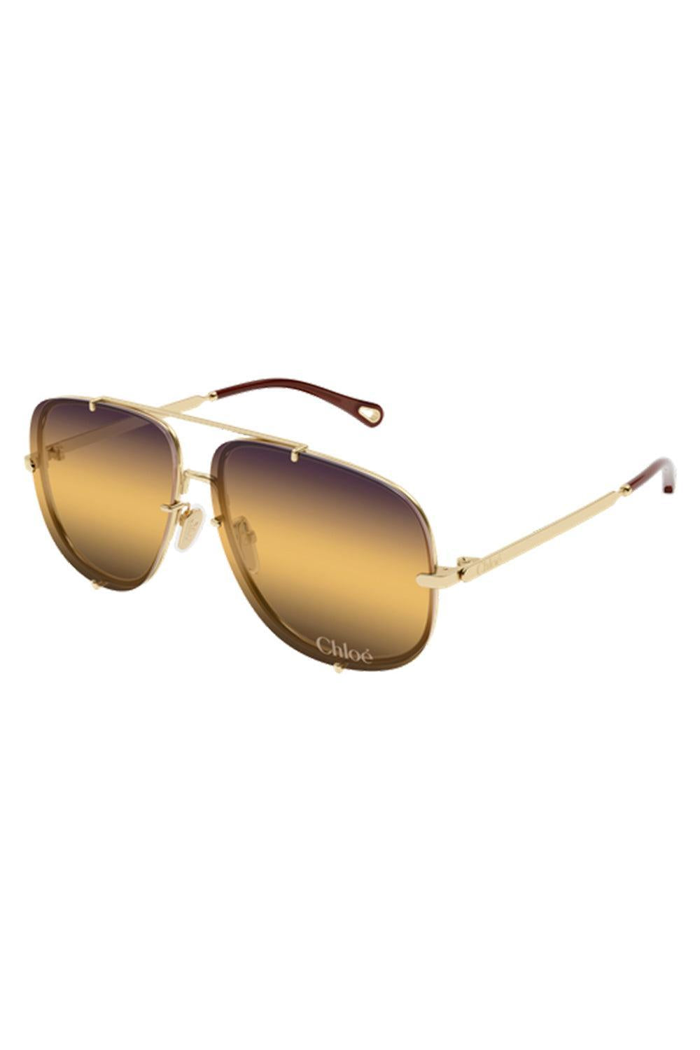 Aviator Sunglasses - Gold Yellow-GOLD-ACCESSORIESUNGLASSES-CHLOÉ
