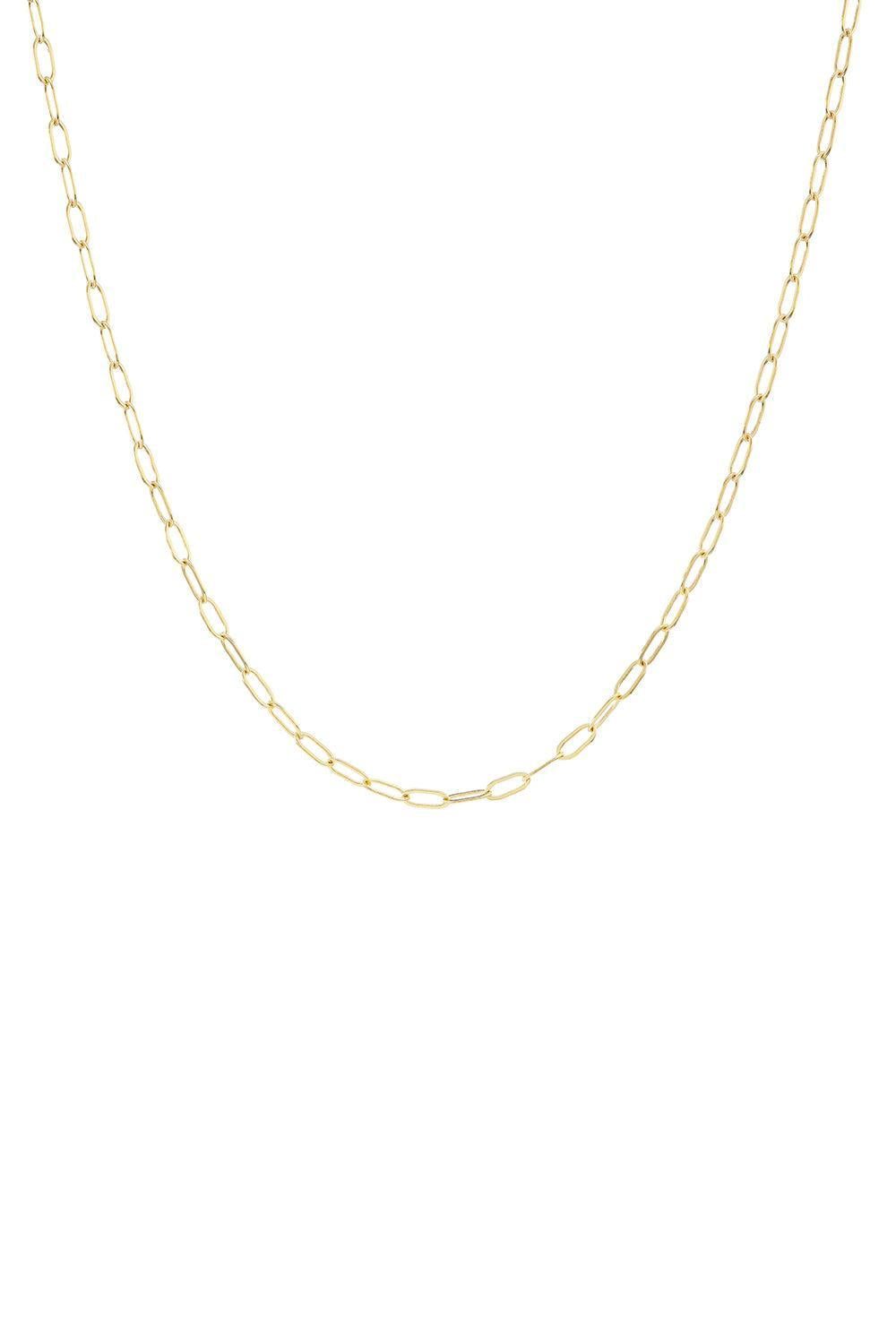 Elongated Cable Chain Necklace-YELLOW GOLD-18-JEWELRYFINE JEWELNECKLACE O-SORELLINA