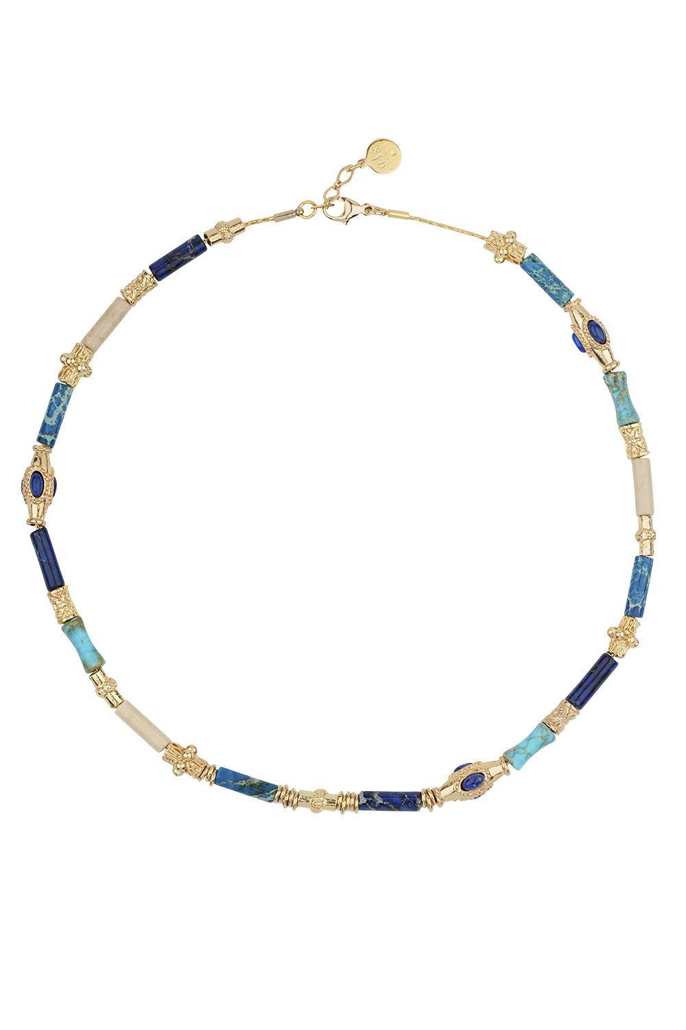 Turquoise Pink Quartz Kali Necklace-BLUE-JEWELRYBOUTIQUENECKLACE O-GAS BIJOUX