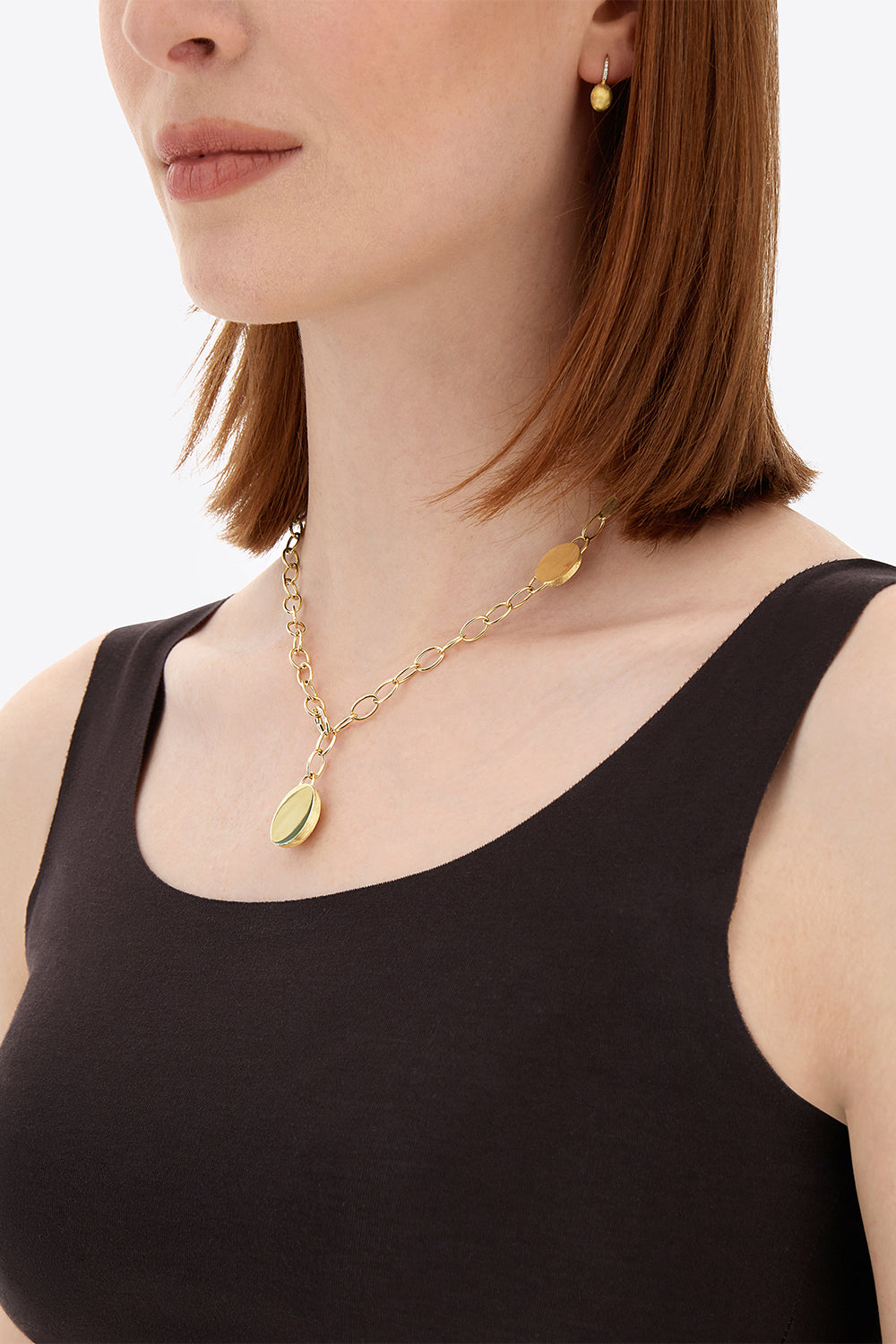 Two Boule Sway Link Y Necklace