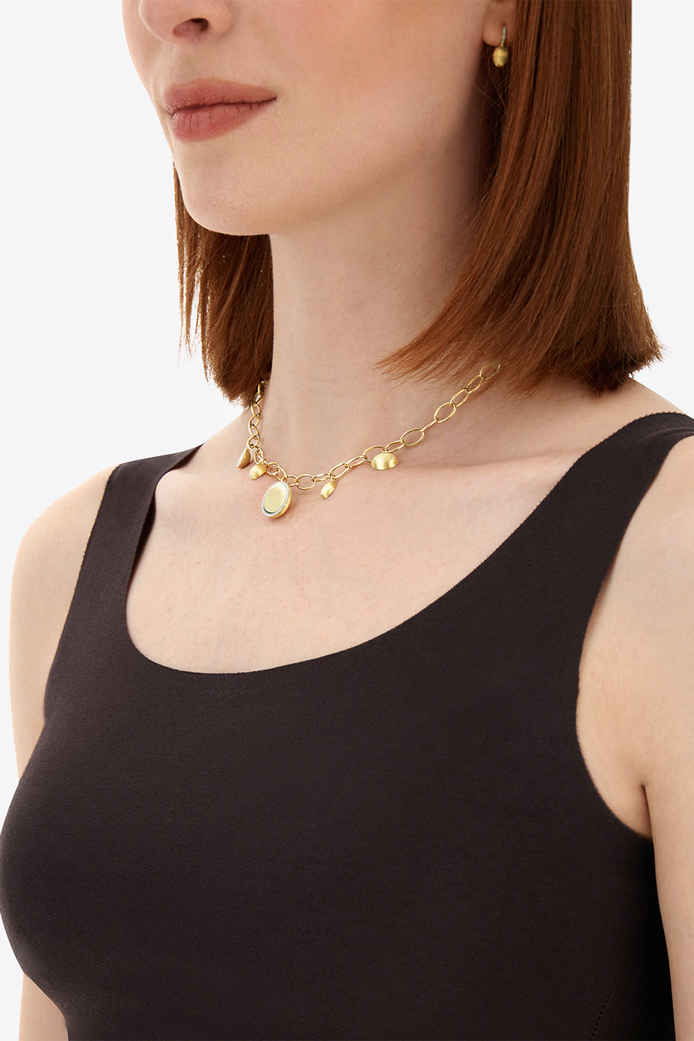 Diamond Alternating Boule Link Sway Necklace