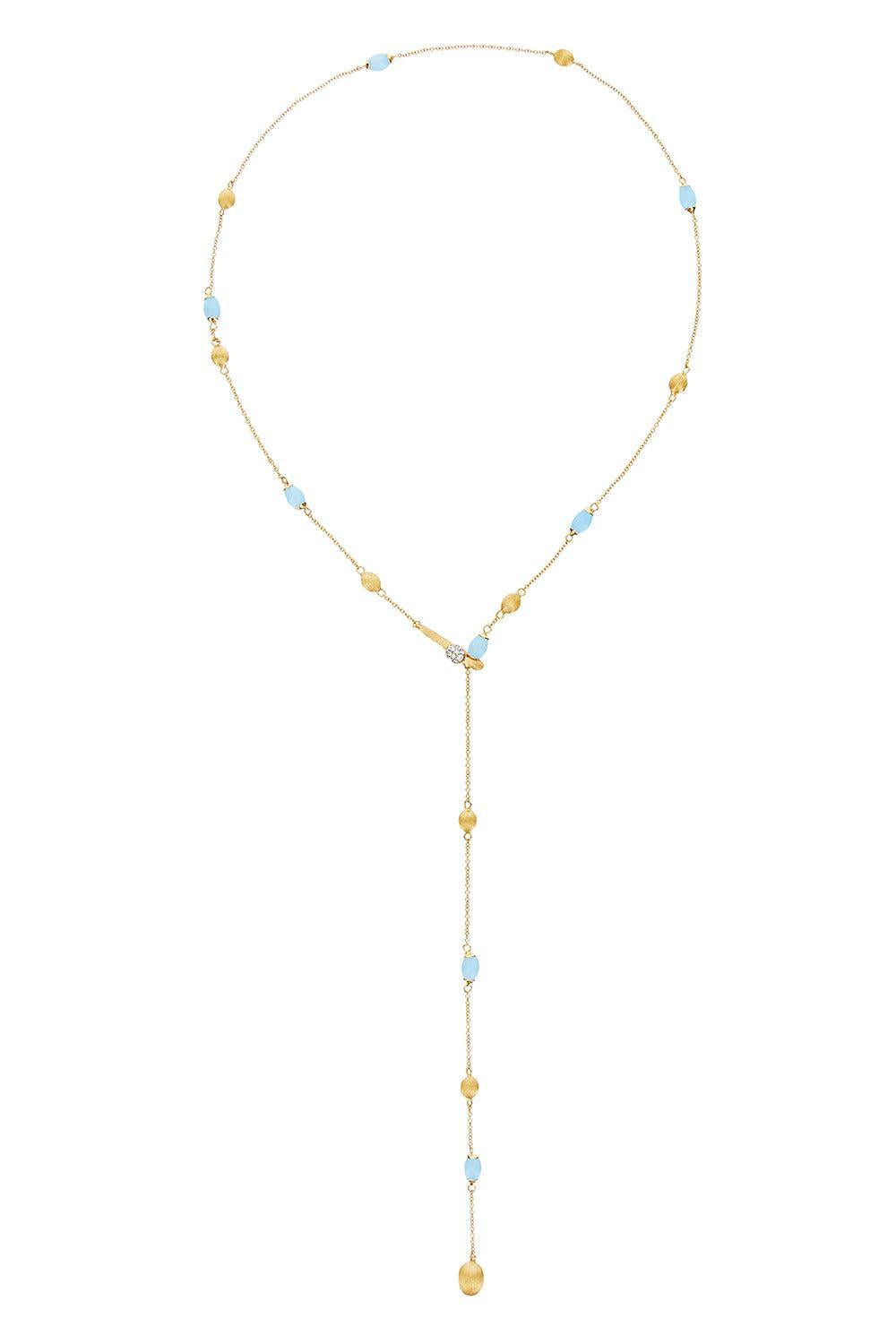 Aquamarine Diamond Soffio Necklace-YELLOW GOLD-JEWELRYFINE JEWELNECKLACE O-NANIS