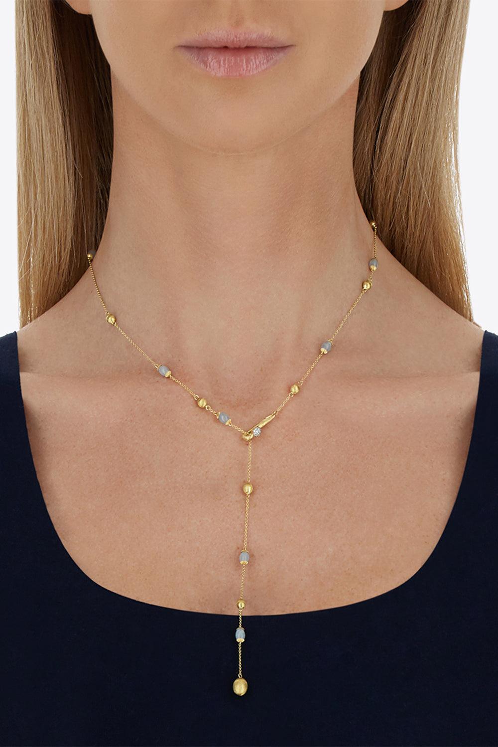 Aquamarine Diamond Soffio Necklace-YELLOW GOLD-JEWELRYFINE JEWELNECKLACE O-NANIS