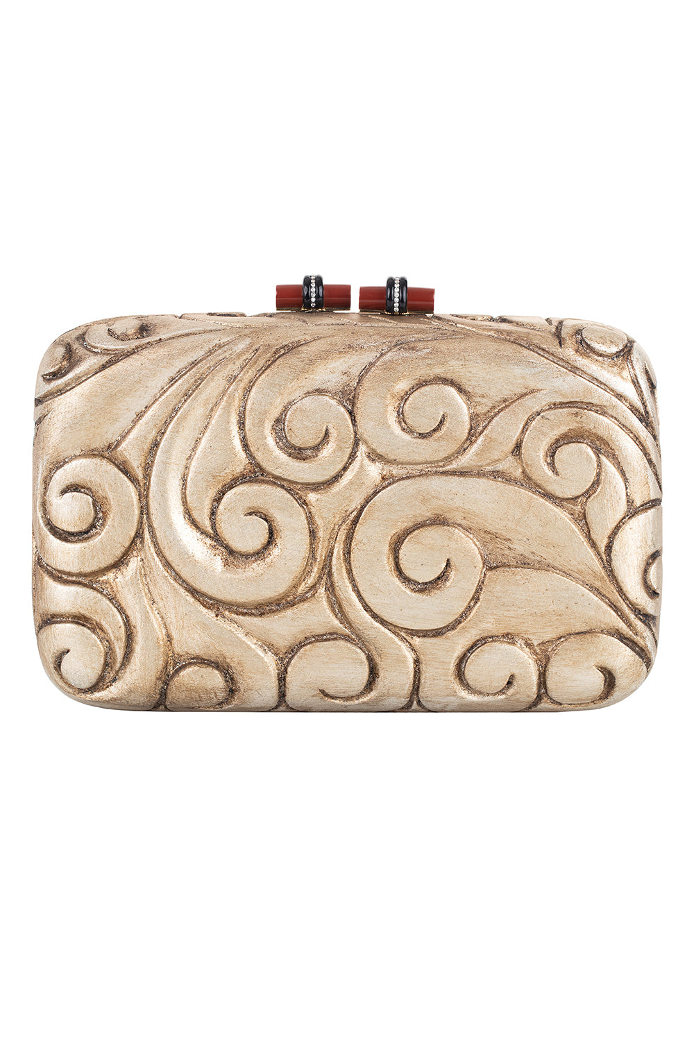 Diamond Wooden Ceramic Swirl Clutch